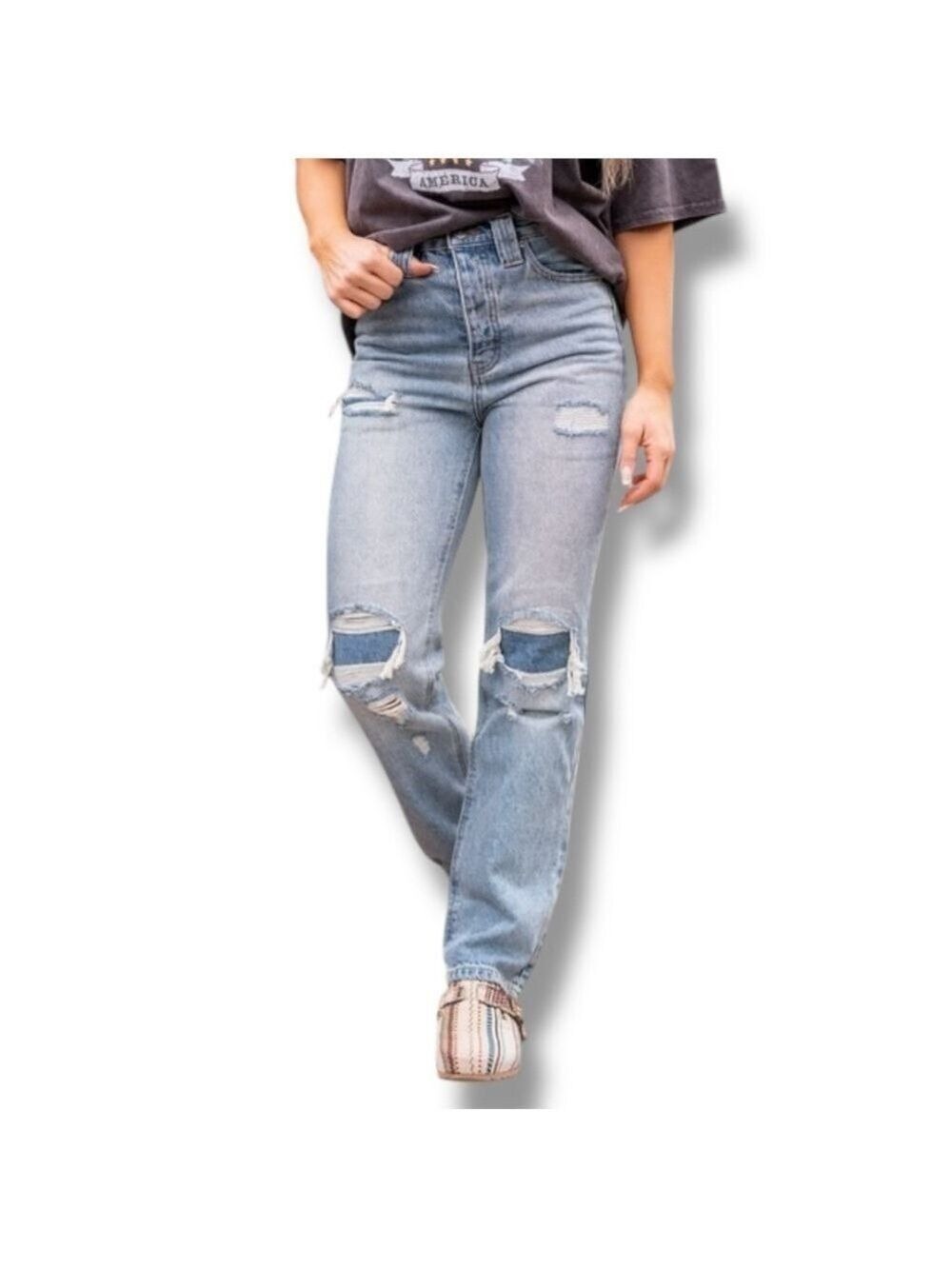 NWT Kancan Vintage 90s Straight Leg Distressed Jeans – Size 11/29